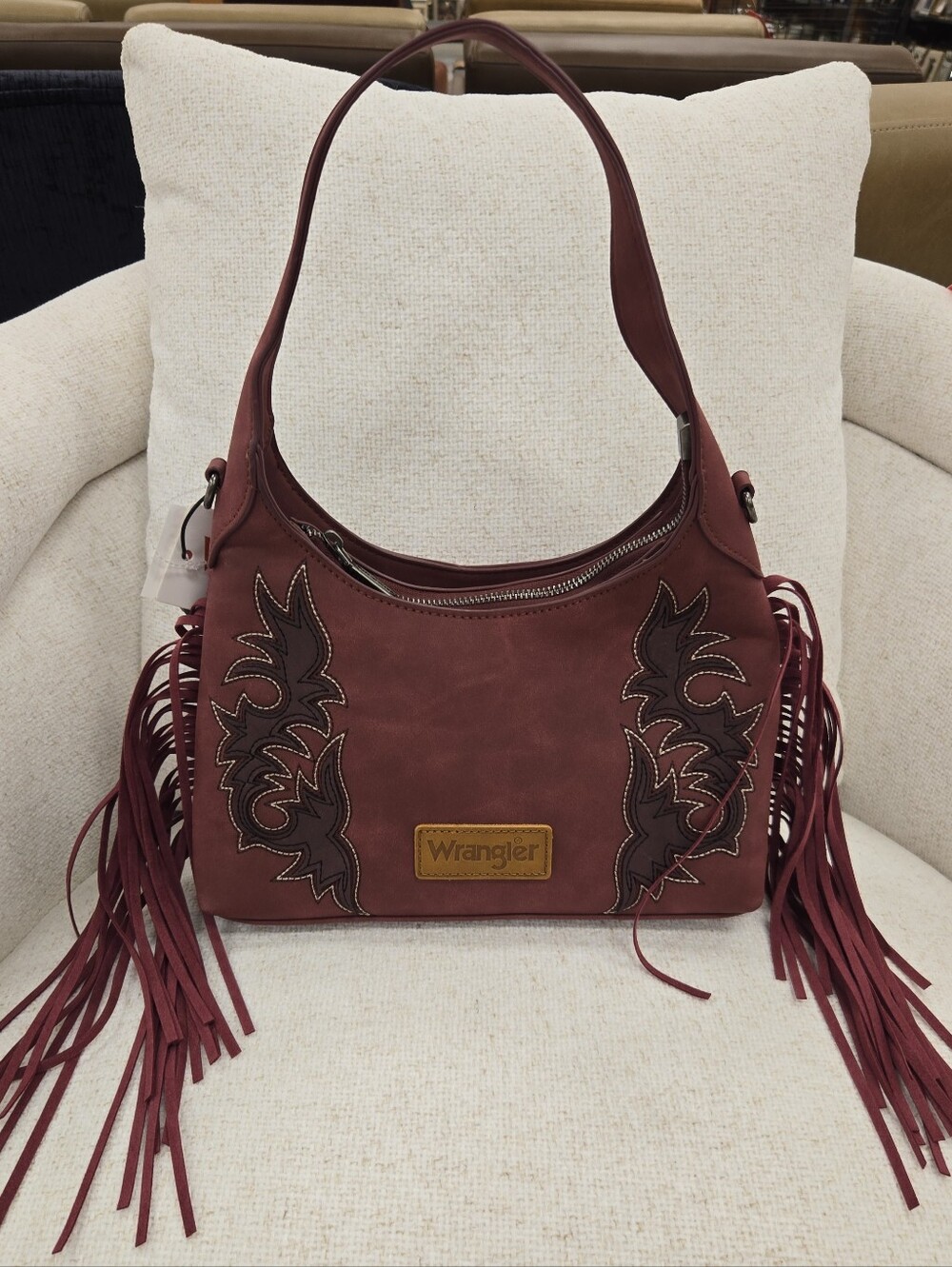 Wrangler Burgundy Fringe Shoulder Bag